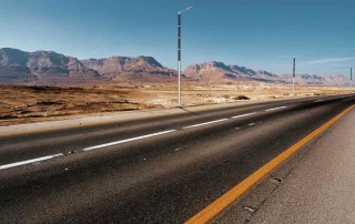 Street lighting on desert road - Soluxio solar light post