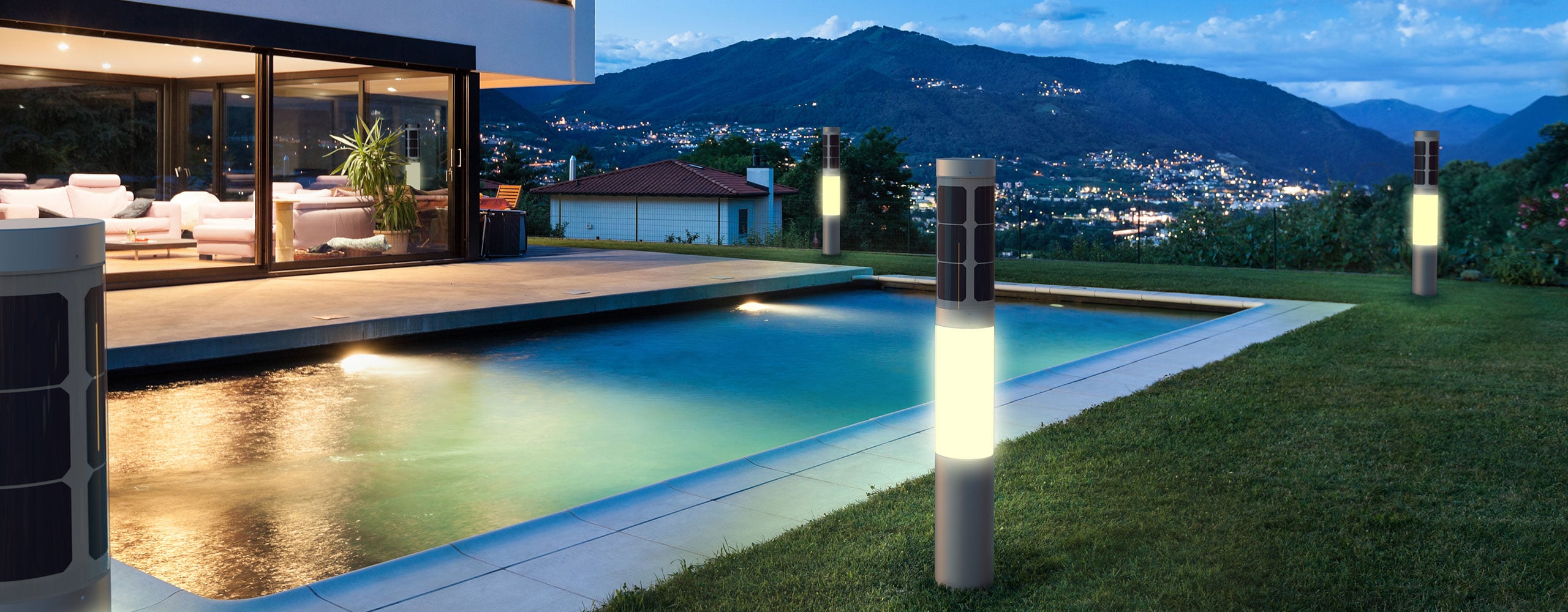 Solar outdoor lighting - NxT solar powered solar lamp post RGB color LED garden light for resorts, parks, hotels